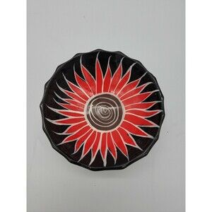 Talavera Pottery Sunflower Tri Footed Wall Bowl Mexican Pottery Scalloped Edge